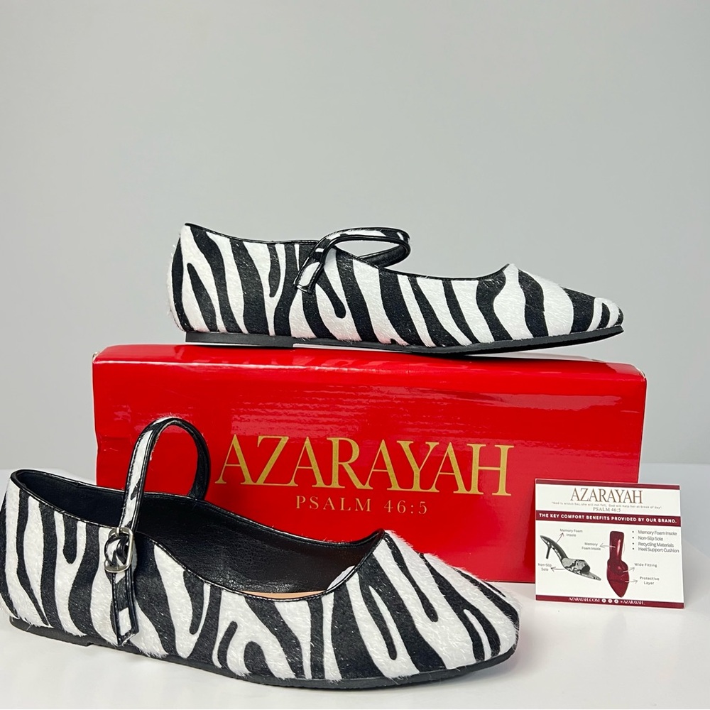 AZARAYAH  Black and White Zebra Print Flats